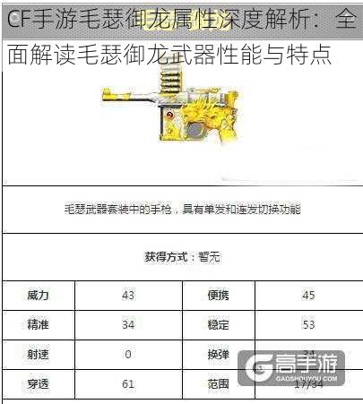 CF手游毛瑟御龙属性深度解析：全面解读毛瑟御龙武器性能与特点